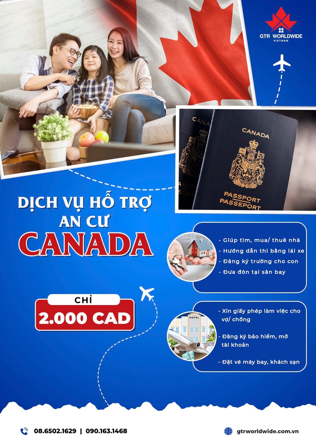 Visa Du Lịch Canada 8 Dịch vụ hỗ trợ An Cư Canada Landing 2,000 CAD
