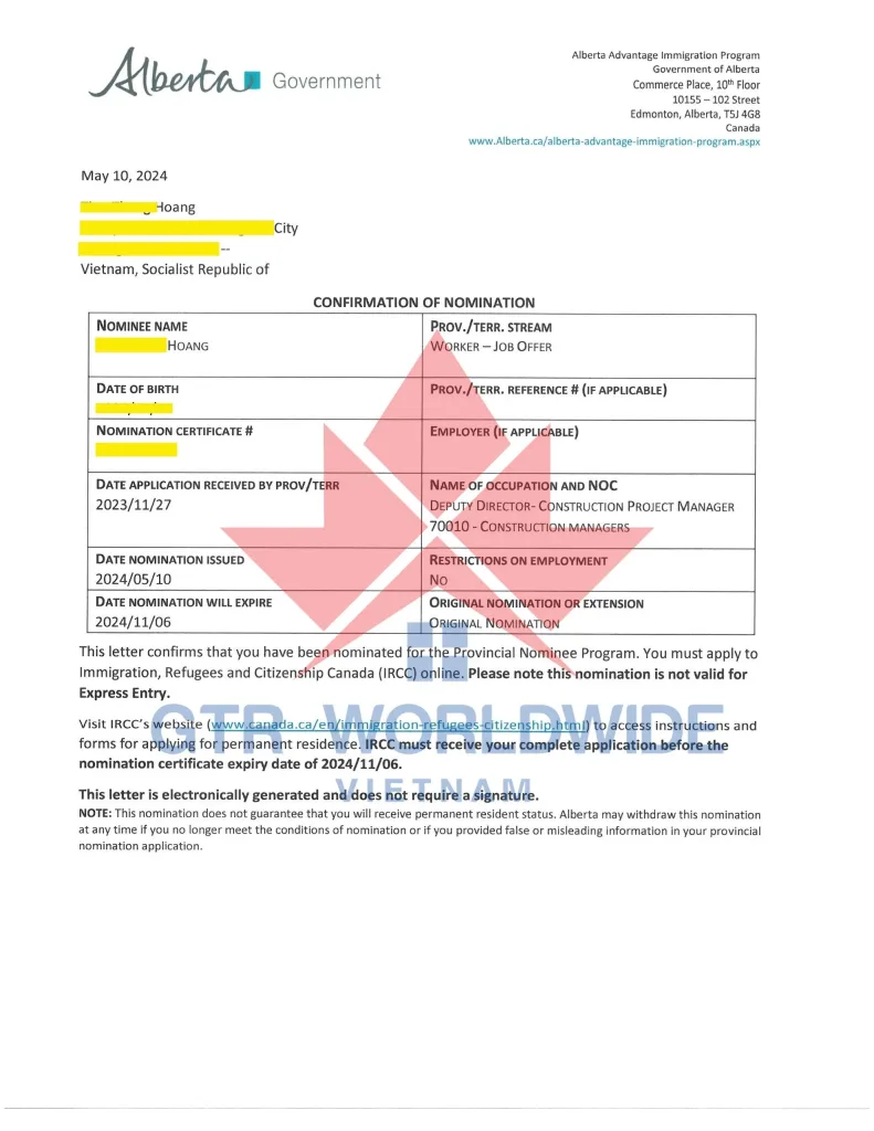 Khách hàng của GTR Worldwide VN đã nhận được Nomination của RRIS 2 gtrworldwide.com.vn