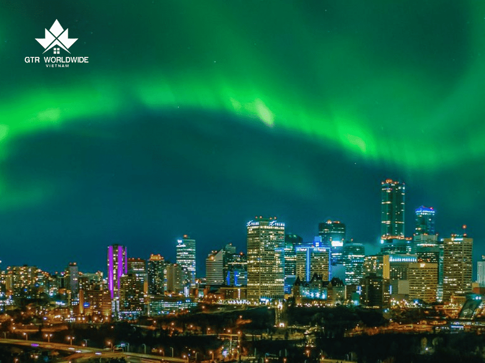 Edmonton với dải bắc cực quang đẹp mắt